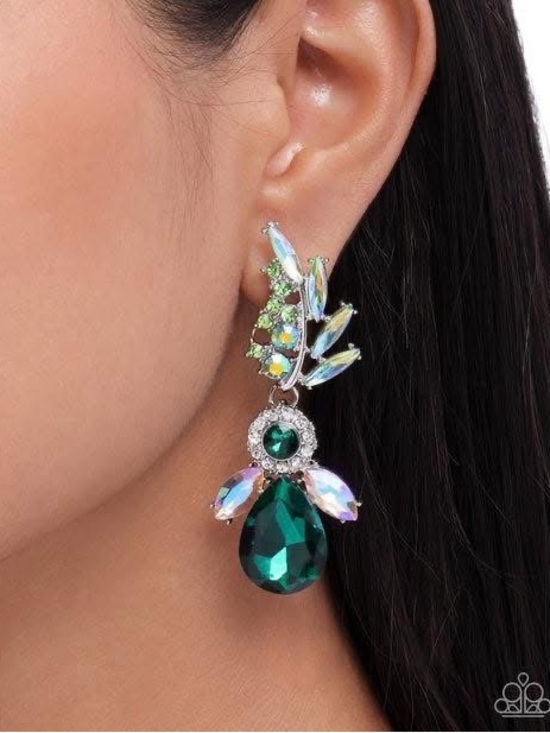 paparazzi Jewelry - paparazzi Emerald Teardrop Aurora Crystal Dangle Earrings